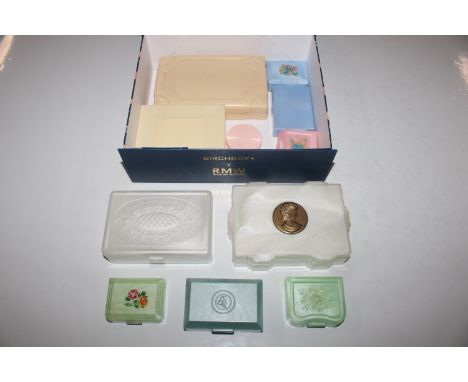 A box of vintage decorated plastic jewellery boxes 