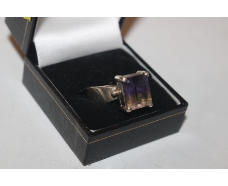 A large Sterling silver Ametrine ring, size R/S, approx. 8.5gms 