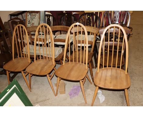 A set of four mid century Ercol dining chairs