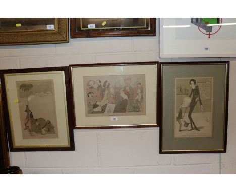 After Max Beerbohm, three framed and glazed prints