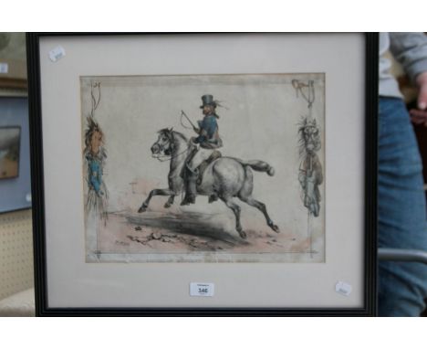 An early 19th century French hand coloured lithograph 'Postillon Montant Un Cheval Cauchois' published by Lemercier 30 x 38.5