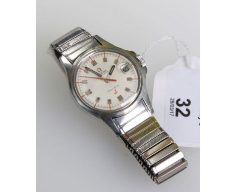 A gentleman's Omega 'Geneve' military style wristwatch, with baton numerals, outer seconds chapter ring, sweep seconds hand, 