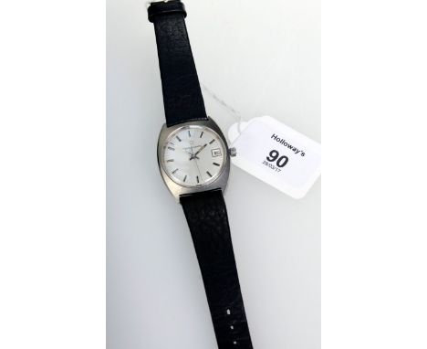 A gentleman's stainless steel Eterna wristwatch, the brushed dial with baton numerals, date adjust and sweep seconds hand, si