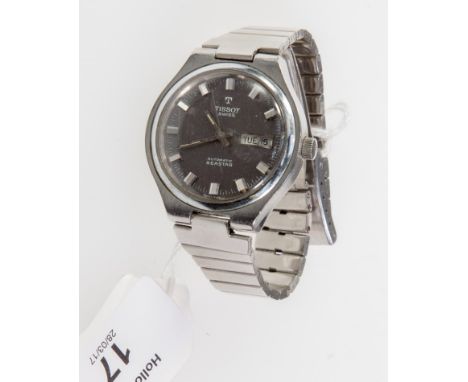 A gentleman's Tissot automatic 'Seastar' wristwatch, brushed steel dial, baton numerals, date/day adjust, subsidiary seconds 