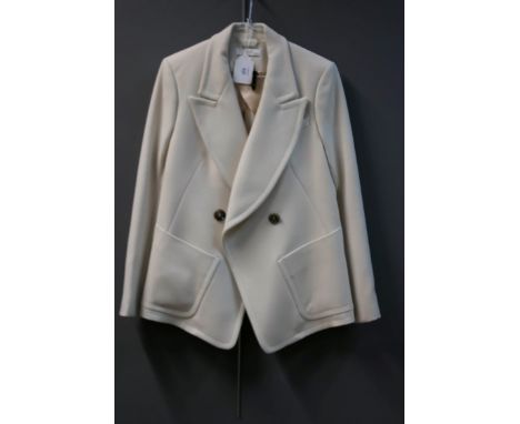 Chloé, a cream wool blazer-style jacket with asymmetric  single button fastening and patch pockets, size 38