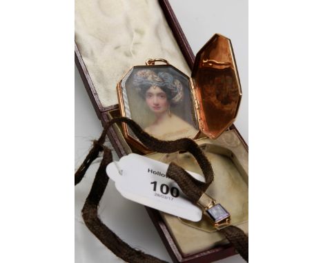 Sir William John Newton, an early to mid 18th century gold cased portrait miniature mourning locket, the octagonal double hin