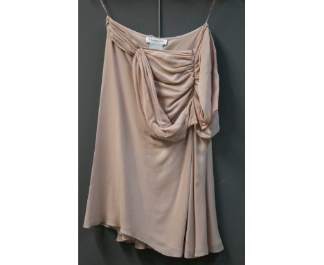 Christian Dior, a dusky pink silk crepe skirt, 'A' line with ruched waist gathered in a loose drape, Size 38, GB10