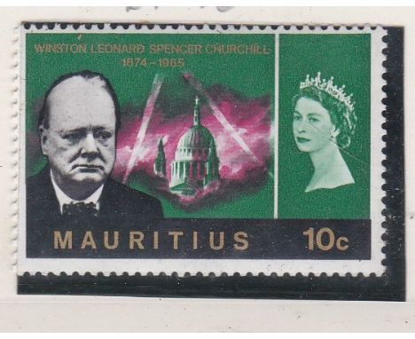 Mauritius 1966- Churchill Commemorative 10 cents, Watermark Inverted u/m mint, SG227wi