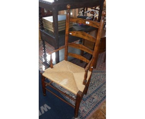 Rush seated  ladder back armchair