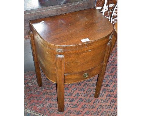 1930's Art Deco walnut bow fronted sewing table with drawer