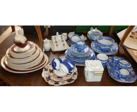 A Wedgwood &amp; Co "Cube" teapot and a large quantity of assorted Italian Spode blue and white china and others