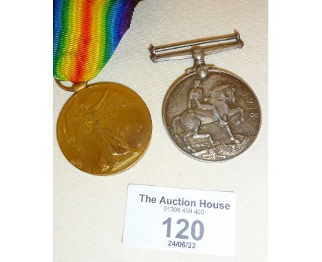 WW1 medal pair awarded to 6697 PTE. F BROWN MIDD'X R.