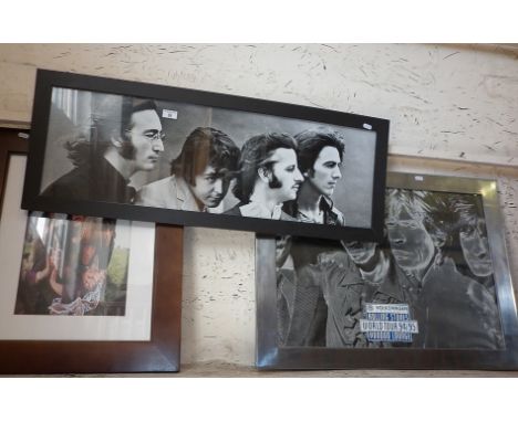 Photoprint of the Beatles and two similar of the Rolling Stones