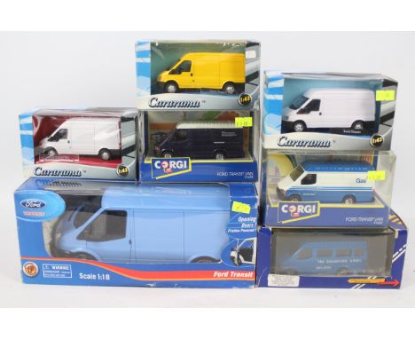 Corgi - Cararama - Powco - Arthur Garnett - 7 x boxed Ford Transit models including a 1:18 scale van in blue, a unique Salvat