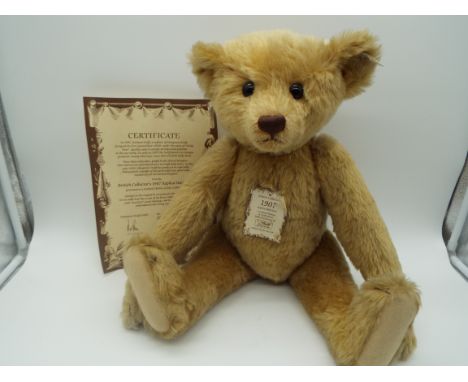 Steiff - a British Collector's 1907 Replica Teddy Bear, mohair plush, 60 cm (high) issued in a Limited Edition with certifica