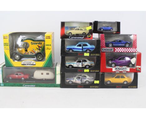 Saico - Gearbox - Cararama - 10 x boxed Ford models including 4 x Ford Escort Mk1 models, a Model T van coin bank, 2 x Corsai