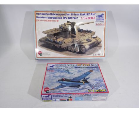 Bronco Models - Two boxed plastic model kits from Bronco Models, including CB35174 1:35 scale Versuchsflakwagen; with GB7001 