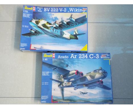 Revell - two large boxed plastic scale model aircraft kits comprising 1:48 scale Arado Ar 234 C-3 Jet Bomber # 04501, and 1:7