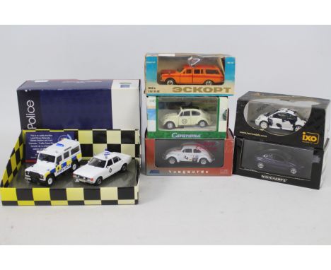 Corgi - Ixo - Minichamps - Cararama - 6 x boxed models including limited edition Dorset Police Land Rover and Ford Granada nu