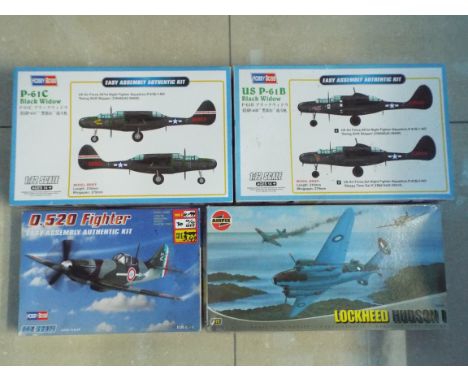 Hobby Boss and Airfix - four boxed plastic WW2 military aircraft 1:72 scale model kits comprising Airfix Lockheed Hudson # 05