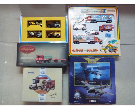 Corgi and Matchbox - five diecast model boxed sets comprising Corgi Vintage Glory Sentinel platform wagon, trailer &amp; load
