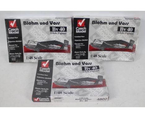 Czech Model - Three boxed Czech Model 1:48 scale #4802 Blohm & Voss Bv40 plastic model kits. Kits are presumed Mint being in 