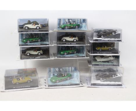 Eaglemoss - James Bond - 12 x boxed cars in 1:43 scale including Aston Martin V8 Vantage from The Living Daylights, Lotus Esp