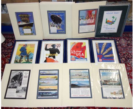 CRUISE LINER AND SHIPPING INTEREST; A COLLECTION OF VINTAGE MOUNTED MAGAZINE ADVERTS for "French Line" "Delta Line" and simil
