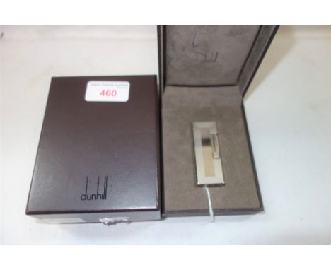 DUNHILL 'ROLLAGAS' SILVER PLATED LIGHTER, registration no. 35185, with original presentation box, outer sleeve cases, 6.5cm h