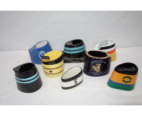 CRUISE LINER AND SHIPPING INTEREST; A COLLECTION OF VINTAGE ASHTRAYS in the form of ship's funnels, to include, "Black Star L
