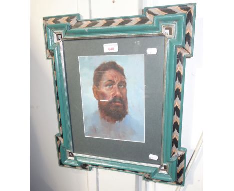 A PORTRAIT OF A BEARDED MAN, possibly Aboriginal, 23 cm high (within mount)