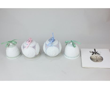 Two Lladro Collectors' Society Christmas baubles, 1989 and 1990, together with the 1988 and 1992 Lladro Collectors' Society C