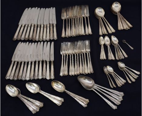 An Elizabeth II silver matched twelve piece / place flatware service, Louis XVI /Marie pattern, hallmarked by Garrard &amp; C