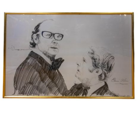 Brian Stymest (American 20th Century) Lithograph depicting Morecambe & Wise, head and shoulder portraits in black tie with Er