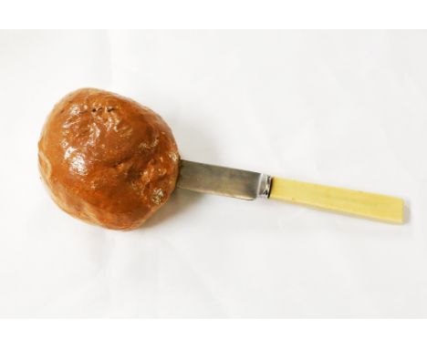 Eric Morecambe's stage props. A replica bread roll on butter knife  ❧ This is from Eric Morecambe’s private study at his home