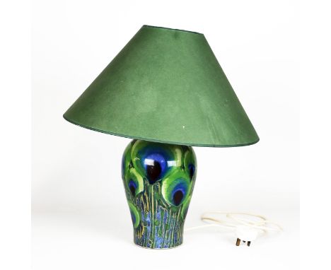 A Modern porcelain lamp with Peacock decoration and green shade (untested)&nbsp;  ❧ from Playroom or Mum's Room&nbsp;