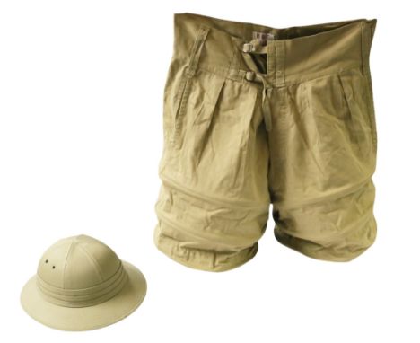 Eric Morecambe's stage props. A safari hat & comical khaki shorts bearing BBC label  ❧ This is from Eric Morecambe’s private 