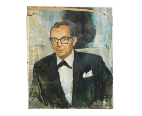Geoff Weedon (British, 20th Century) Portrait of Eric Morecambe (1964)&nbsp; oil on canvas, 61 x 51cm signed and dated 1964 l