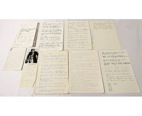 Manuscript ideas for jokes & sketches, handwritten by Eric Morecambe, plus typed & annotated ideas for gags, and jottings on 
