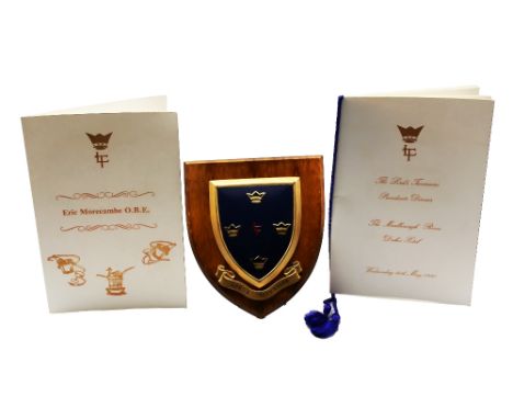 A specially commissioned Lord's Taverners birthday card for Eric Morecambe with gilt lettering to cover, signed by fellow mem
