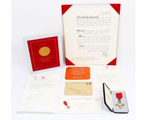 Eric Morecambe's O.B.E or Officer of the Most Excellent Order of the British Empire Civilian medal mounted on ribbon, in Garr
