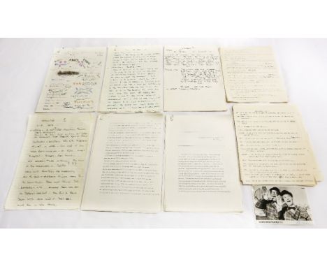 Eric Morecambe's rough working ideas for films & sketches, 11 handwritten pages, 38 typed pages, including a crayon poster de