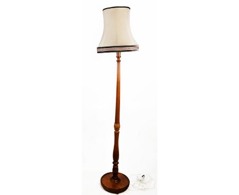 A Victorian style mahogany standard lamp, on turned support, cream shade (untested)   ❧ from Playroom or Mum's Room  