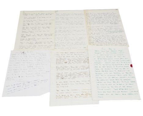 Manuscript ideas for jokes &amp; sketches, handwritten by Eric Morecambe, various ideas on 36 sheets of notepaper, this lot a