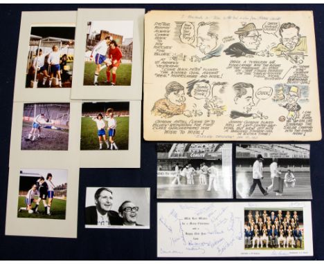 Original ink & watercolour cartoon strip of Eric Morecambe playing Subbuteo against Birmingham City FC, inscribed by cartooni