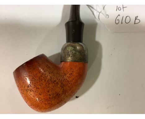 Eric Morecambe's Peterson's briar pipe, white metal mounted - stamped, chewed tip   Eric Morecambe was awarded Pipe Smoker of