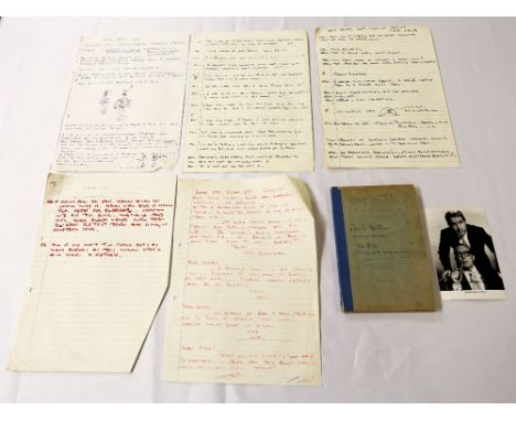 Manuscript Ideas. Television sketch ideas, handwritten on notepaper by Eric Morecambe, including small illustrations of props