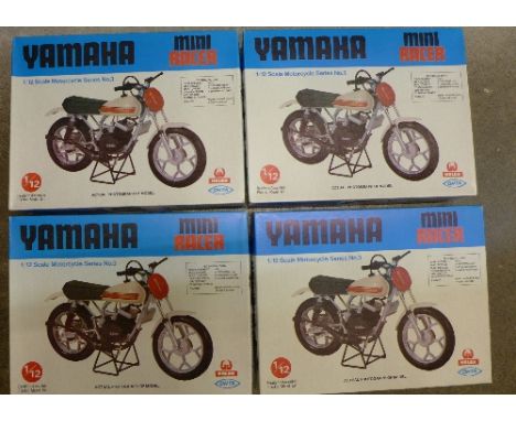 Four Hales 1/12 scale Yamaha mini racer kits, boxed