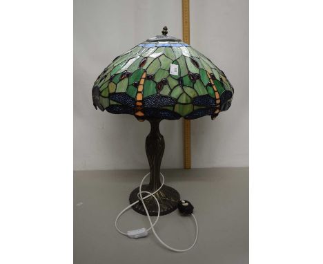 Reproduction Tiffany style dragonfly table lamp (damaged shade)