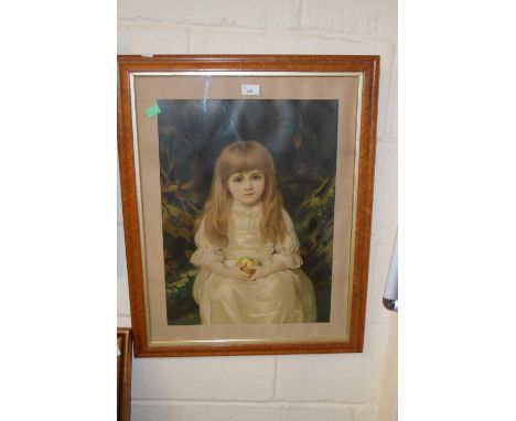 A Victorian chromolithograph print of a young girl